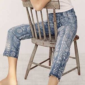 Free People Linen Batik Island Vibes Trousers Size 26